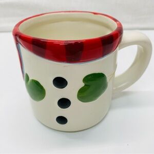 Hallmark Christmas Holiday Ceramic Coffee Tea Mug Red Scarf Black Buttons 12 oz.